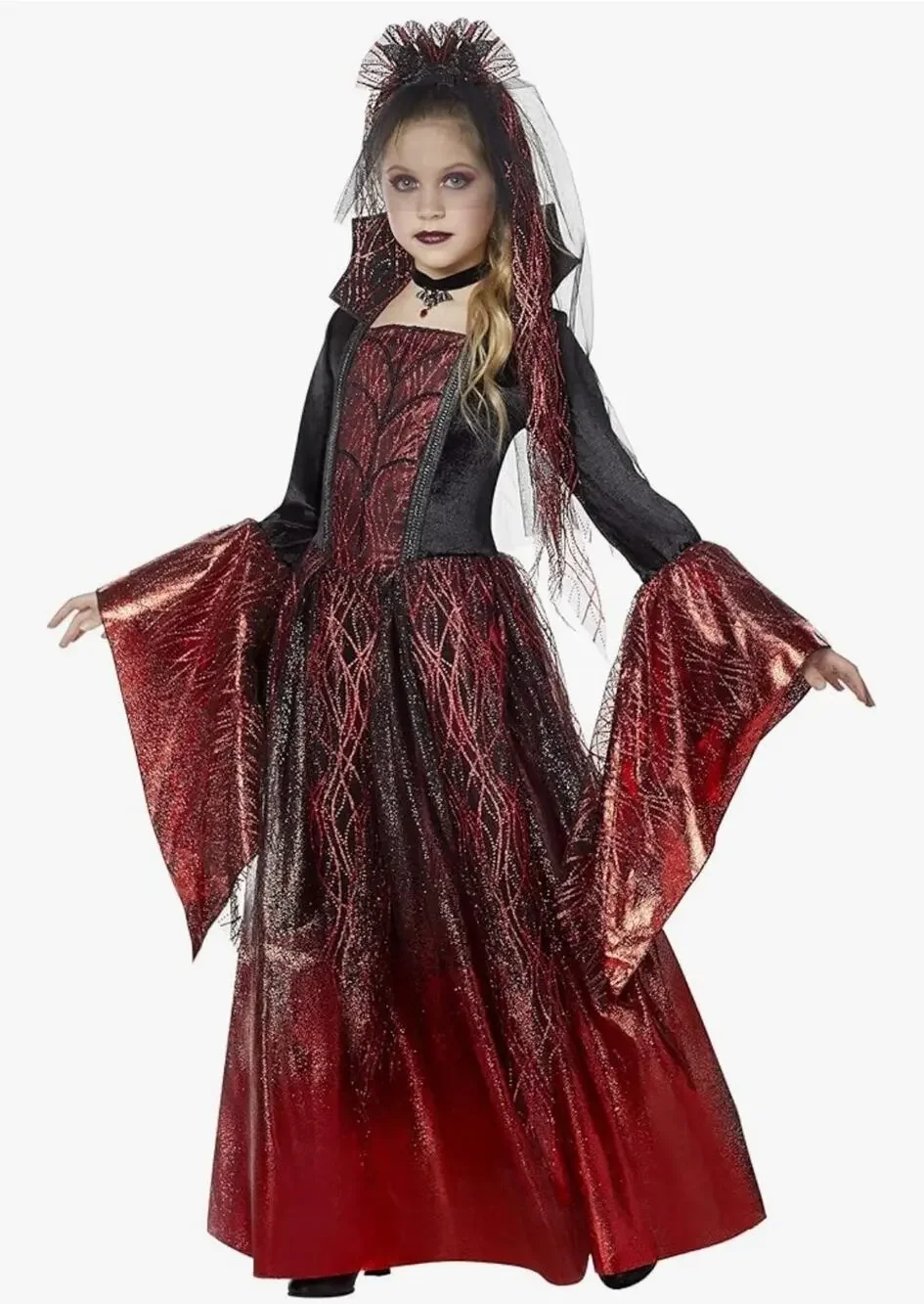 Spirit Halloween Kids Scarlet Enchantress Witch Costume Dress Red Black Size S